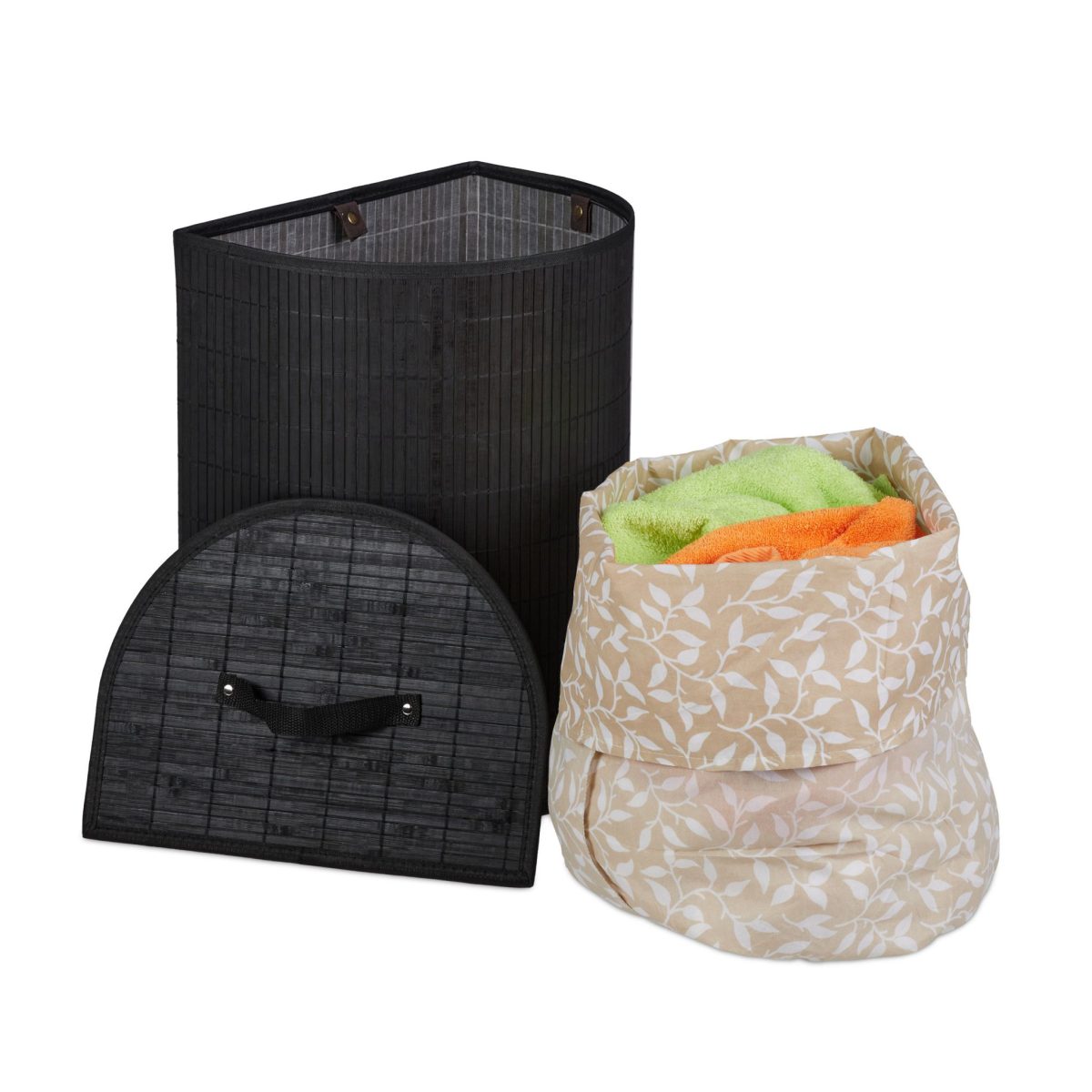Cos de rufe Relaxdays, negru, 30 l, 50 x 39 x 30, 5 cm - imagine 5