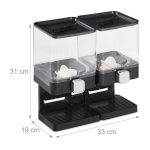 Dozator cereale Relaxdays, 2 recipiente ABS, negru, 33x19x31 cm - imagine 4