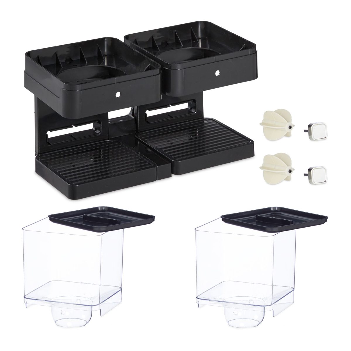 Dozator cereale Relaxdays, 2 recipiente ABS, negru, 33x19x31 cm - imagine 7