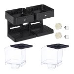 Dozator cereale Relaxdays, 2 recipiente ABS, negru, 33x19x31 cm - imagine 7