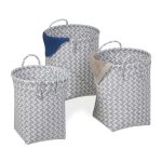 Set 3 cosuri de rufe RelaxDays, plastic, cos mic 23 l, cos mediu 30 l, cos mare 37 l, alb/gri