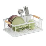 Scurgator vase Relaxdays, din metal, alb, 15.5 x 42 x 31 cm