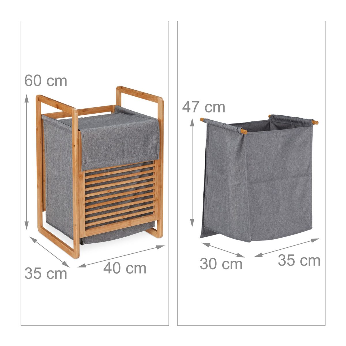 Cos de rufe din bambus, 45 l, RelaxDays, 60 x 40 x 35 cm - imagine 7