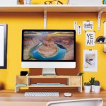 Suport pentru monitor cu 5 compartimente, din bambus - imagine 2