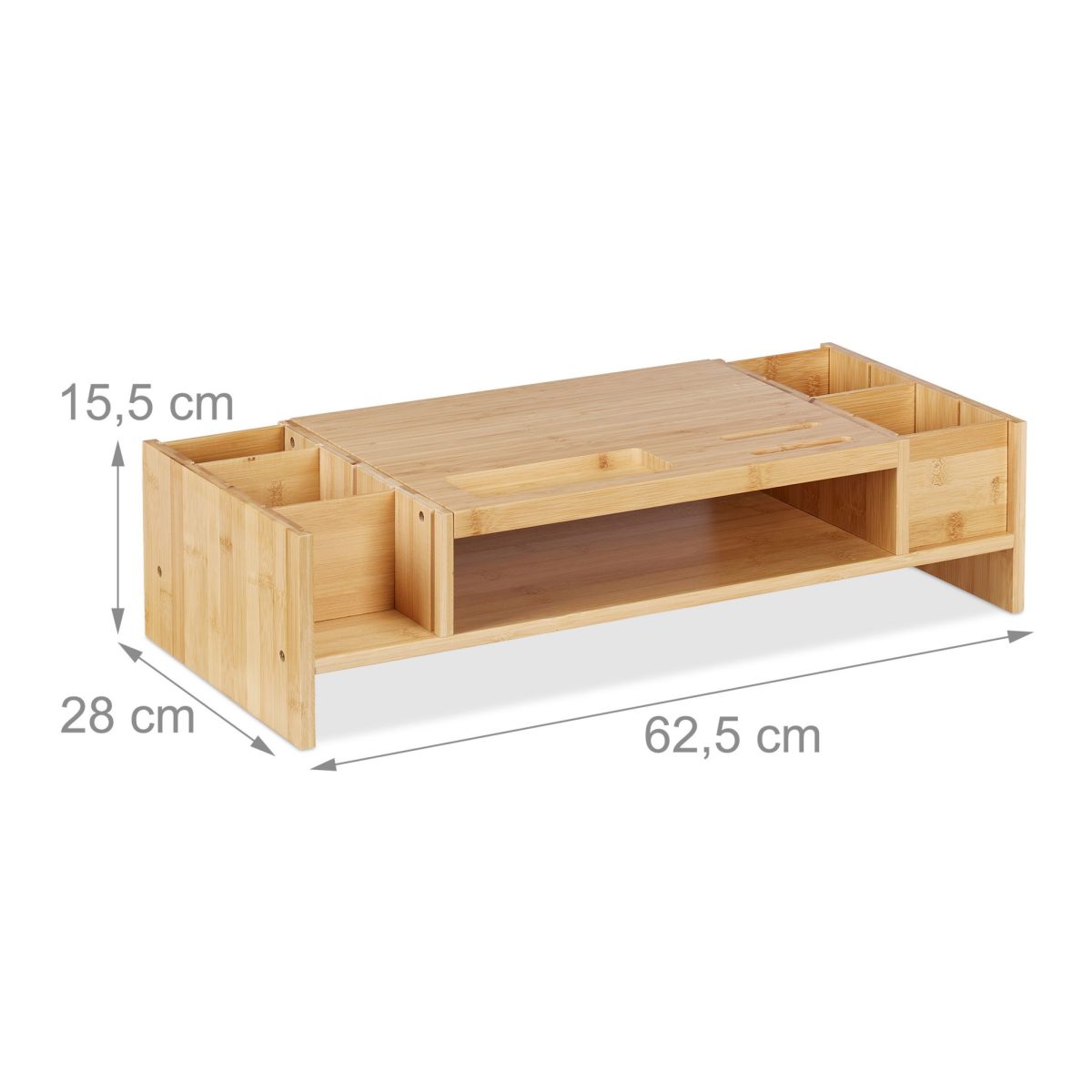 Suport pentru monitor cu 5 compartimente, din bambus - imagine 6