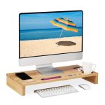 Suport pentru monitor, din bambus, 8,5 x 60 x 30 cm