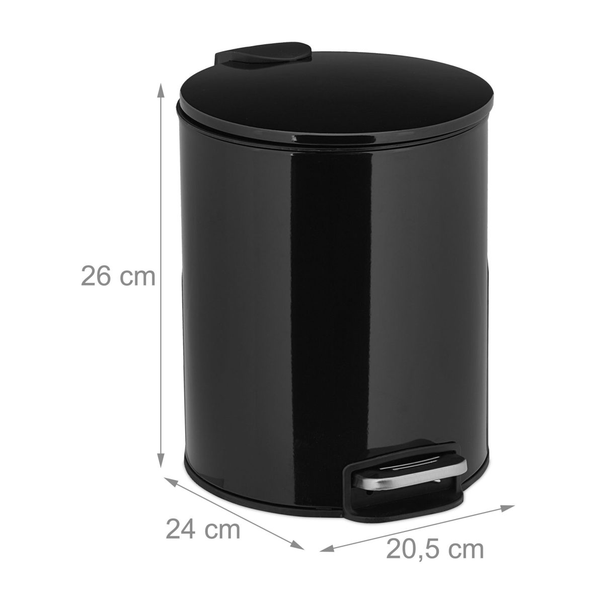 Cos de gunoi Relaxdays, negru, din metal, 5 l - imagine 3