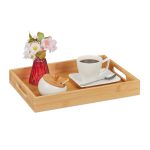 Tava servire din bambus, dimensiuni 5 x 34,5 x 25 cm, Relaxdays