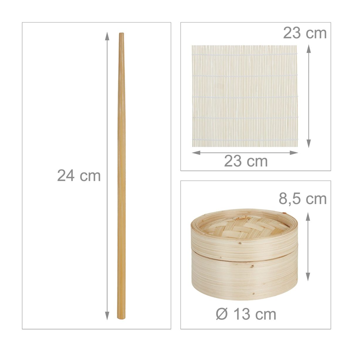 Set preparare sushi, 6 piese si 20 betisoare, din bambus, maro - imagine 4