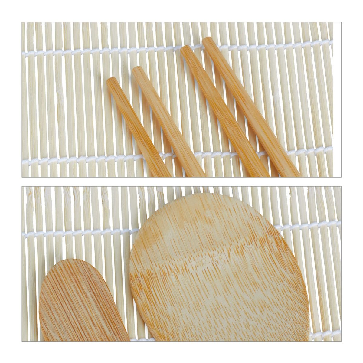 Set preparare sushi, 6 piese si 20 betisoare, din bambus, maro - imagine 9