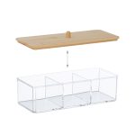 Organizator produse cosmetice si bijuterii, 3 compartimente, plastic/bambus, 7,5 x 23 x 9,5 cm - imagine 9