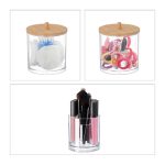 Organizator baie/cosmetice, 2 compartimente, 11 x 10 cm, transparent - imagine 3