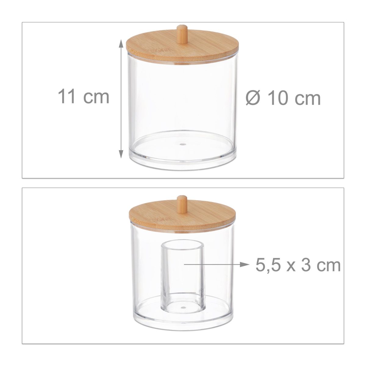 Organizator baie/cosmetice, 2 compartimente, 11 x 10 cm, transparent - imagine 4