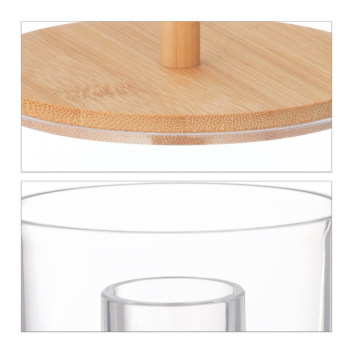 Organizator baie/cosmetice, 2 compartimente, 11 x 10 cm, transparent - imagine 9