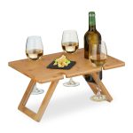 Tava servire pentru vin si pahare, bambus, 20 x 40 x 30 cm, Relaxdays