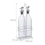 Set 2 recipiente ulei si otet cu suport, 500 ml, 34 x 13,5 x 7,5 cm - imagine 4