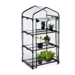 Mini sera pentru flori si legume, 4 nivele, 127 x 68 x 49 cm, plastic/otel, transparent