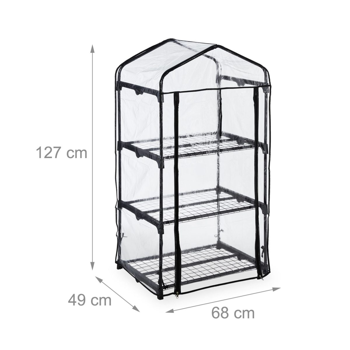 Mini sera pentru flori si legume, 4 nivele, 127 x 68 x 49 cm, plastic/otel, transparent - imagine 3