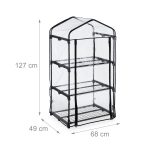 Mini sera pentru flori si legume, 4 nivele, 127 x 68 x 49 cm, plastic/otel, transparent - imagine 3
