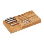 Suport pentru 12 cutite,pana la 6 cutite mici si 6 cutite mari, din bambus, 5 x 43 x 23 cm