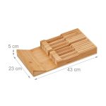 Suport pentru 12 cutite,pana la 6 cutite mici si 6 cutite mari, din bambus, 5 x 43 x 23 cm - imagine 4