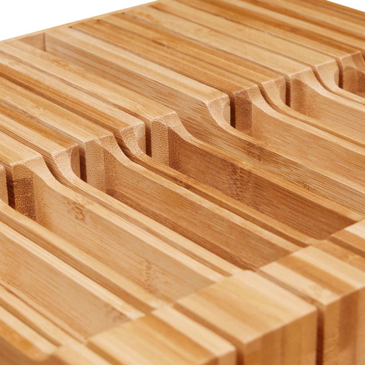 Suport pentru 12 cutite,pana la 6 cutite mici si 6 cutite mari, din bambus, 5 x 43 x 23 cm - imagine 6