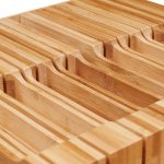 Suport pentru 12 cutite,pana la 6 cutite mici si 6 cutite mari, din bambus, 5 x 43 x 23 cm - imagine 6