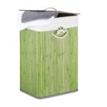 Coș de rufe pătrat din bambus, RelaxDays, verde, 83l, 65.5 x 43.5 x 33.5 cm