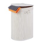 Cos de rufe oval RelaxDays, din bambus, alb, 46 l, 55 x 42 x 32 cm