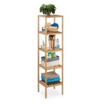 Raft organizare Relaxdays, pentru baie, 5 polite, bambus, 140 x 34 x 33 cm