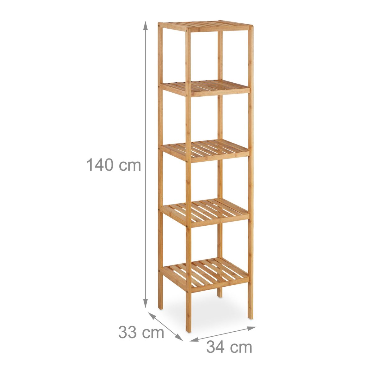 Raft organizare Relaxdays, pentru baie, 5 polite, bambus, 140 x 34 x 33 cm - imagine 4