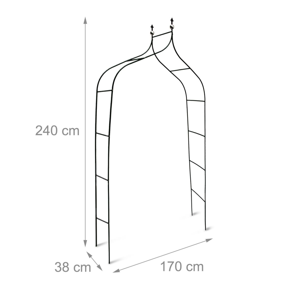 Arcada metalica de gradina pentru flori cataratoare, 240 x 170 x 38 cm, Relaxdays - imagine 4