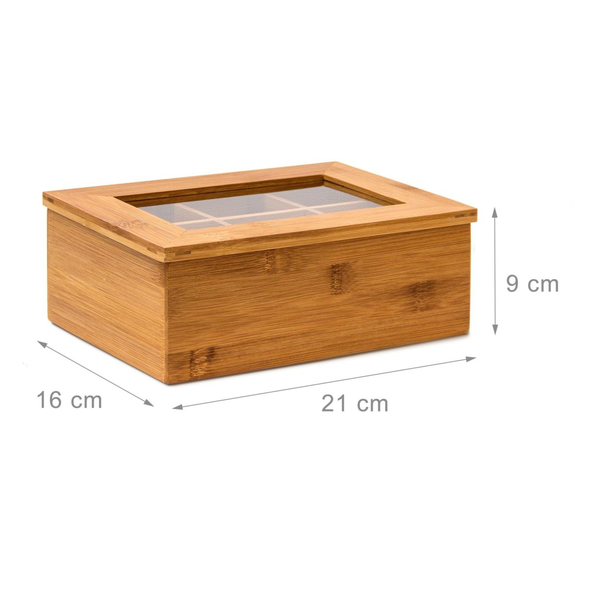 Cutie depozitare plicuri de ceai, bambus, 6 compartimente, Relaxdays 16x21x9 cm - imagine 4