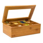 Cutie ceai Rustic, 8 compartimente, din bambus lacuit, 28 X 16 X 9 cm