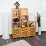 Raft organizare Relaxdays, pentru baie, dulapior, 3 rafturi, bambus, 110 x 36.5 x 33 cm - imagine 2