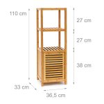 Raft organizare Relaxdays, pentru baie, dulapior, 3 rafturi, bambus, 110 x 36.5 x 33 cm - imagine 3