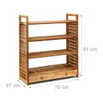 Pantofar cu 4 nivele si sertar, din lemn de nuc, Relaxdays, 81 x 70 x 27 cm - imagine 4