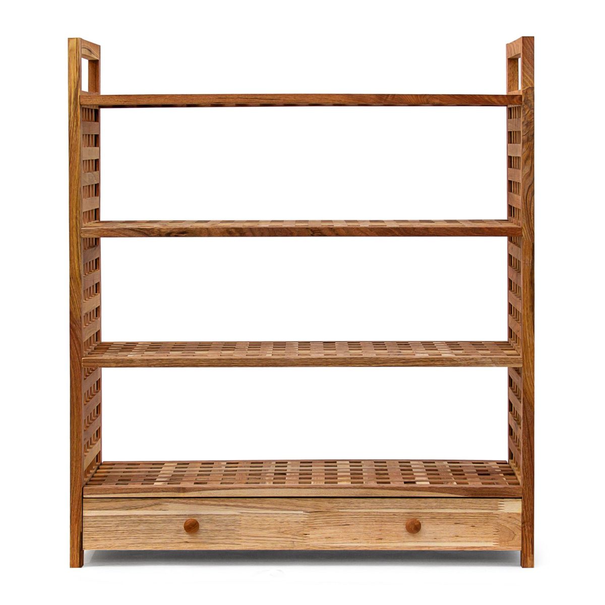 Pantofar cu 4 nivele si sertar, din lemn de nuc, Relaxdays, 81 x 70 x 27 cm - imagine 5