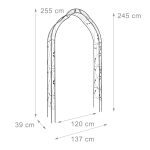 Arcada metalica de gradina pentru flori cataratoare, negru, 255 x 145 x 39 cm, Relaxdays - imagine 2