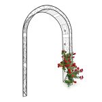 Arcada metalica de gradina pentru flori cataratoare, negru, 226 x 144 x 36,5 cm, Relaxdays