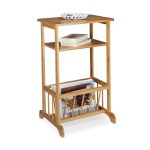 Masuta cafea multifunctionala, cu raft si sertar, MDF/bambus, maro