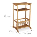 Masuta cafea multifunctionala, cu raft si sertar, MDF/bambus, maro - imagine 4