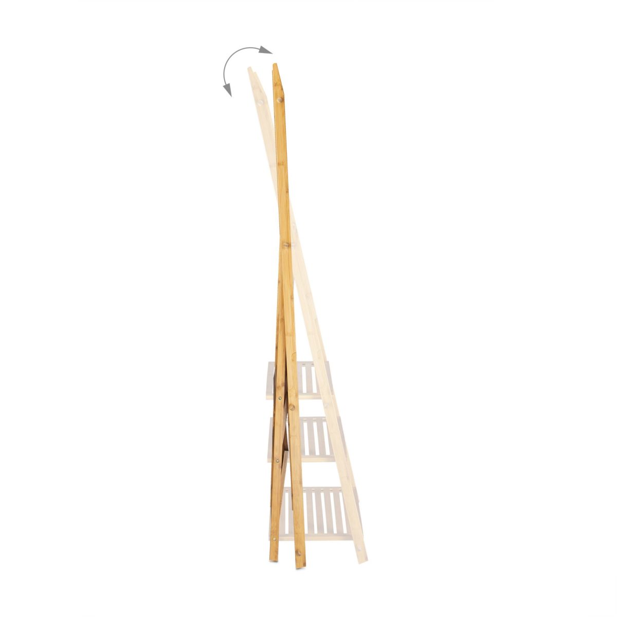 Suport prosoape tip scara, cu 3 rafturi, Relaxdays, bambus, 152 x 53 x 31 cm - imagine 5