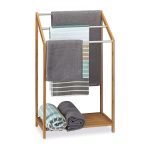 Suport prosoape tip stand, Relaxdays, bambus, 85 x 51 x 31 cm