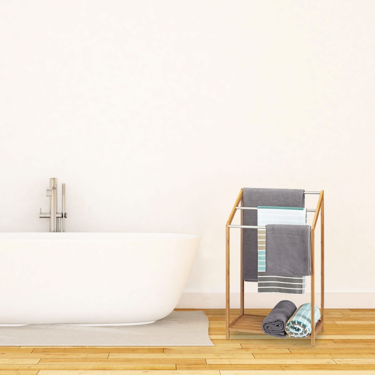 Suport prosoape tip stand, Relaxdays, bambus, 85 x 51 x 31 cm - imagine 2