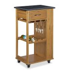 Mobilier bucatarie, carucior, suport pentru pahare si sticlele de vin, 81.5 x 47.5 x 37.5 cm, Relaxdays