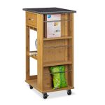 Mobilier bucatarie, carucior, suport pentru pahare si sticlele de vin, 81.5 x 47.5 x 37.5 cm, Relaxdays - imagine 5