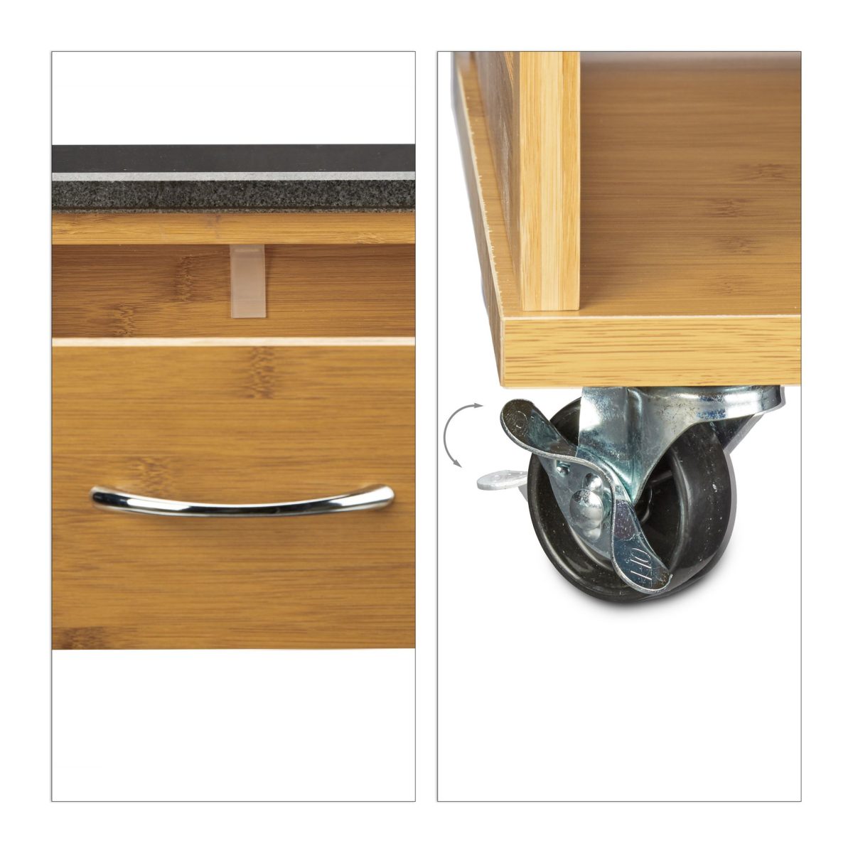 Mobilier bucatarie, carucior, suport pentru pahare si sticlele de vin, 81.5 x 47.5 x 37.5 cm, Relaxdays - imagine 6