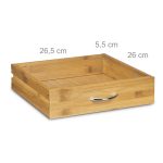 Insula de bucatarie/ carucior, Relaxdays, 2 etajere fructe + sertar cu blat marmura neagra si bambus natur, 37.5X 37.5X 82.5 cm - imagine 2