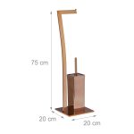 Suport pentru hartie igienica cu perie de toaleta 2 in 1, Relaxdays, bronz, otel inoxidabil - imagine 4